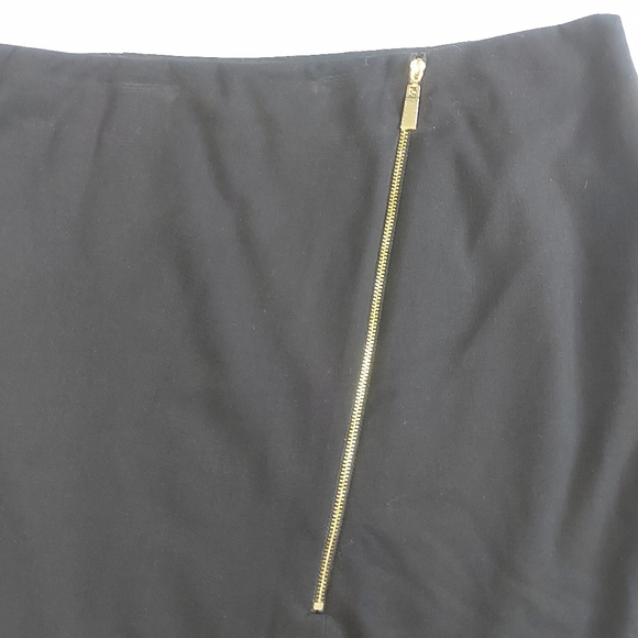 Vince Camuto Black Midi Skirt Gold Zipper, 8 - Picture 3 of 10